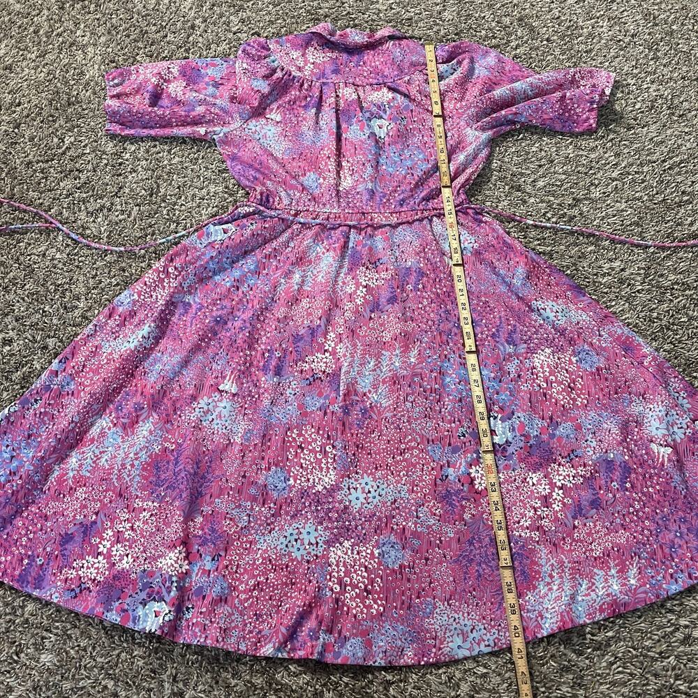 Vintage Skater Dress Medium Purple Ditsy Floral A Line Garden Cottage Retro 70s - Picture 11 of 12